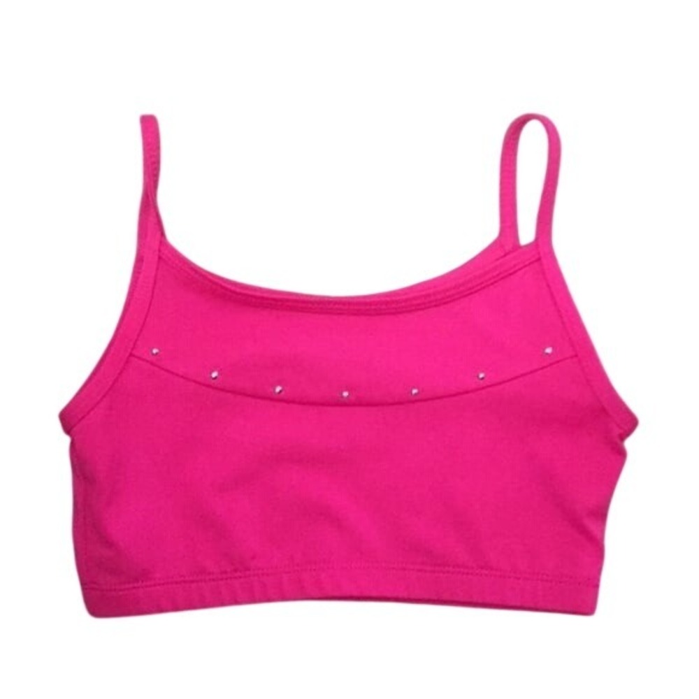 Freestyle sports bra girls size 7/8 hot pink rhinestones NWOT Dance Gymnastics